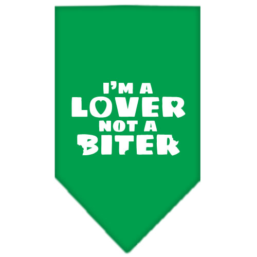 I'm a Lover Not a Biter Screen Print Bandana Emerald Green Large